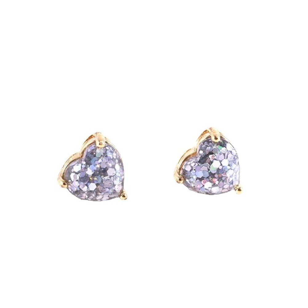 Kate Spade My Love Glitter Heart Stud Earrings - SILVER Awith Dust Bag - Picture 3 of 9